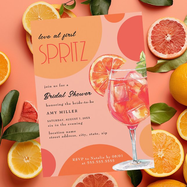 Love at First Spritz Bridal Shower Invitation (Creator Uploaded)