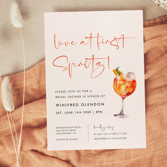Love at First Spritz Bridal Shower Invitation (Creator Uploaded)