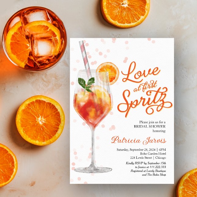 Love at First Spritz Bridal Shower Invitation (Creator Uploaded)