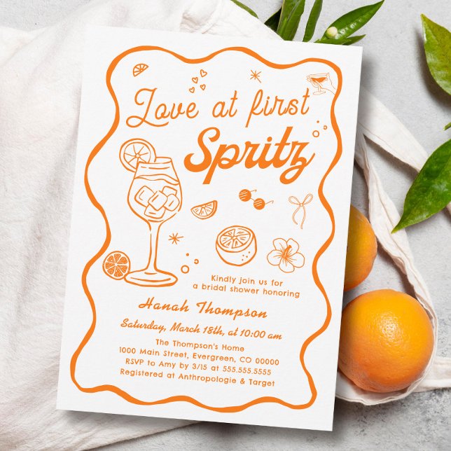 Love at First Spritz Bridal Shower Invitation (Creator Uploaded)