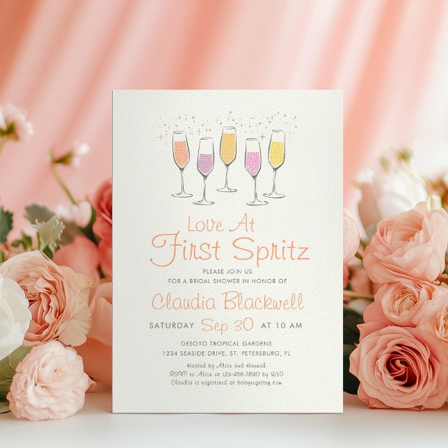Love at First Spritz Bridal Shower Invitation (Creator Uploaded)