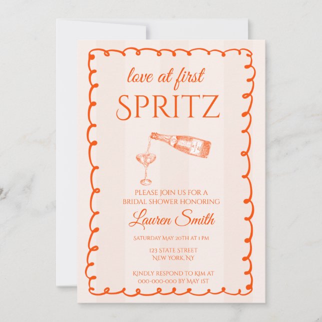 Love at First Spritz Bridal Shower Invitation (Front)