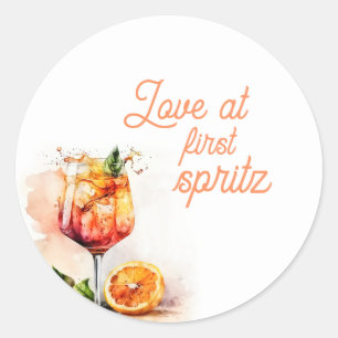 Love at First Spritz Bridal Shower Invitation Classic Round Sticker