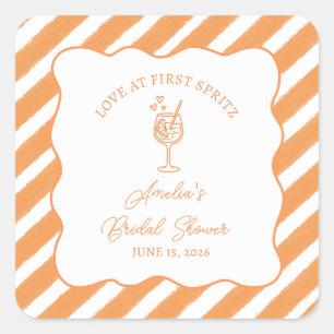 Love at First Spritz Bridal Shower Italian Aperol Square Sticker