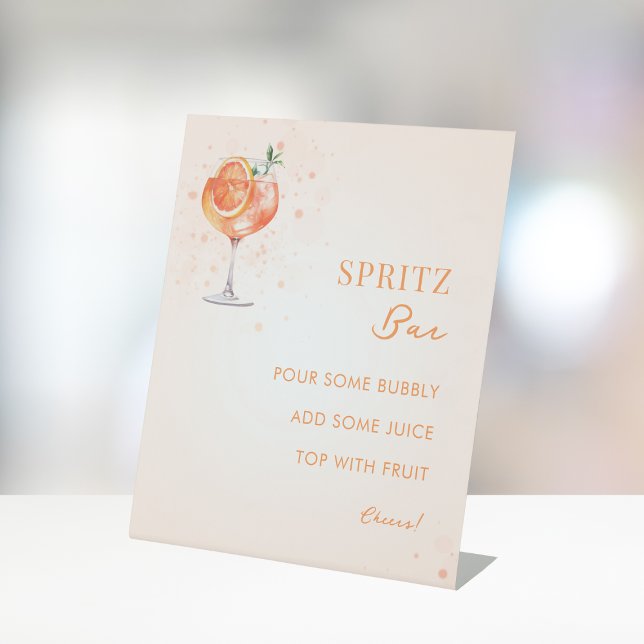 Love at First Spritz Bridal Shower Mimosa Bar Pedestal Sign (Creator Uploaded)