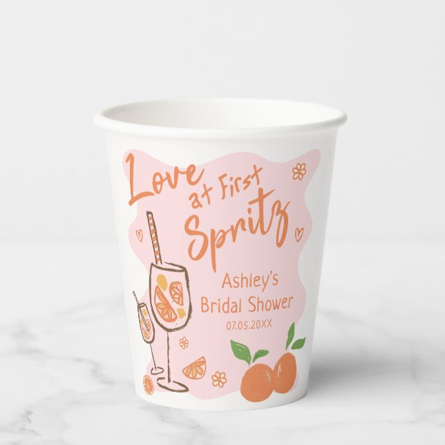Love at First Spritz Bridal Shower Paper Cups (Front)