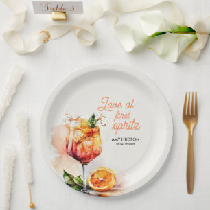 Love at First Spritz Bridal Shower Paper Plate