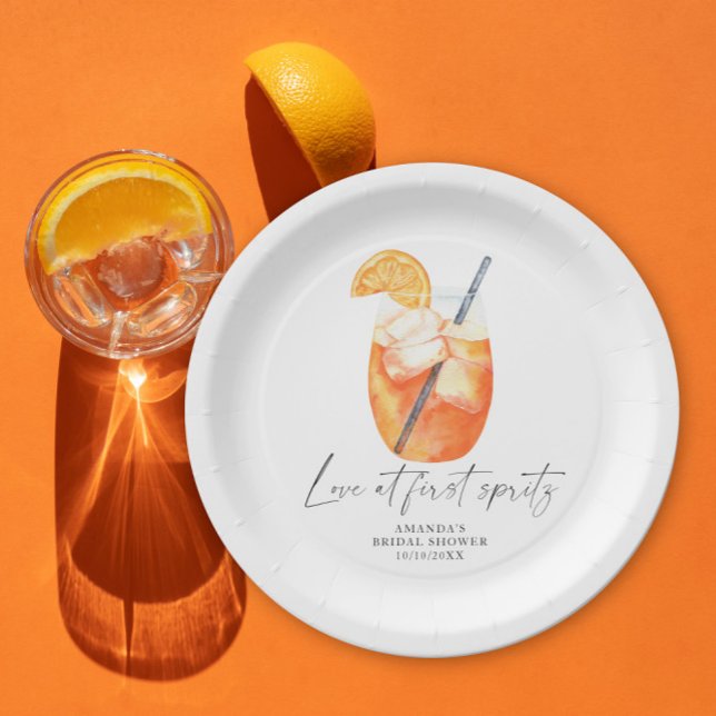Love at first spritz Bridal shower Paper Plate (Creator Uploaded)