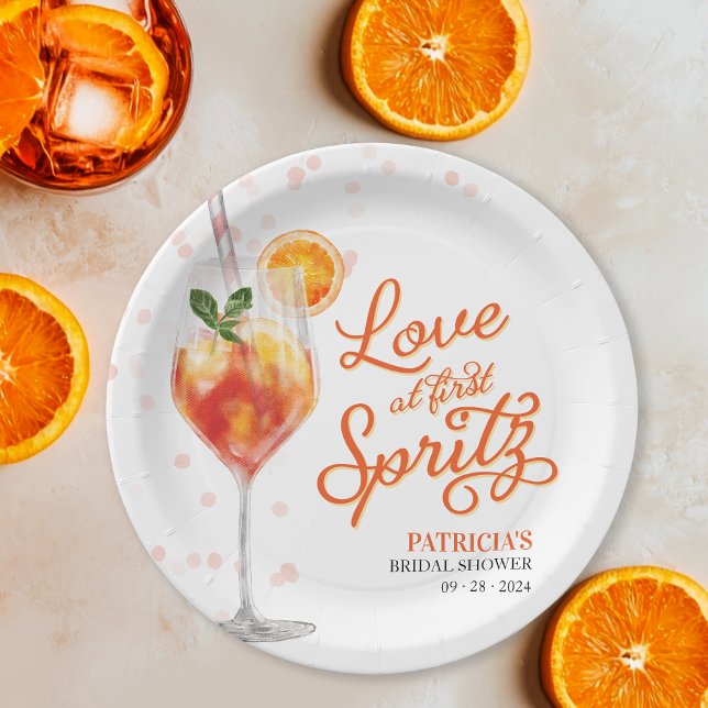 Love at First Spritz Bridal Shower Paper Plate (Creator Uploaded)