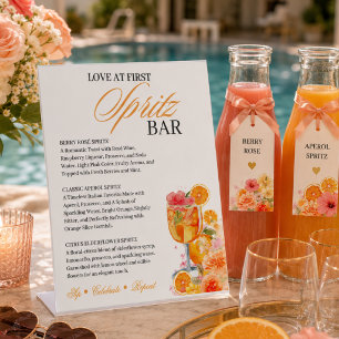 Love at First Spritz Bridal Shower Party Bar Pedestal Sign