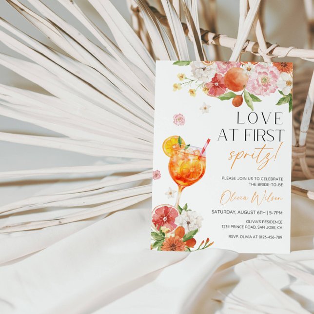 "Love at First Spritz!" Bridal Shower Party Invitation (Creator Uploaded)
