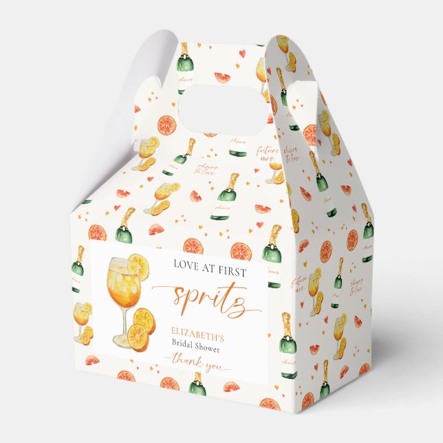 Love at First Spritz Bridal Shower Personalised Favour Box (Front Side)