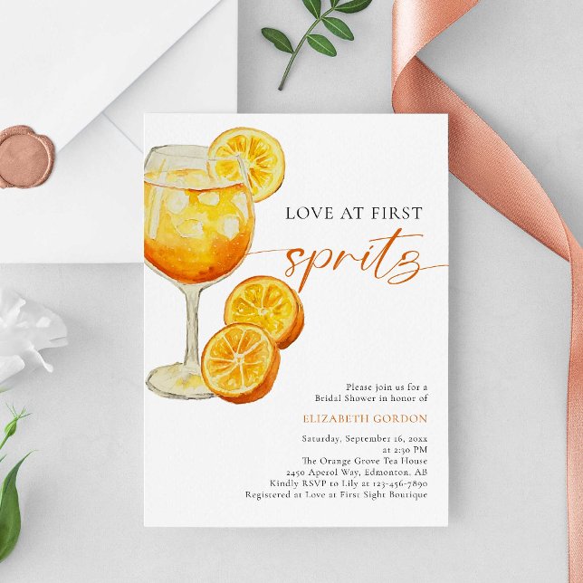 Love at First Spritz Bridal Shower Simple Elegant Invitation (Creator Uploaded)