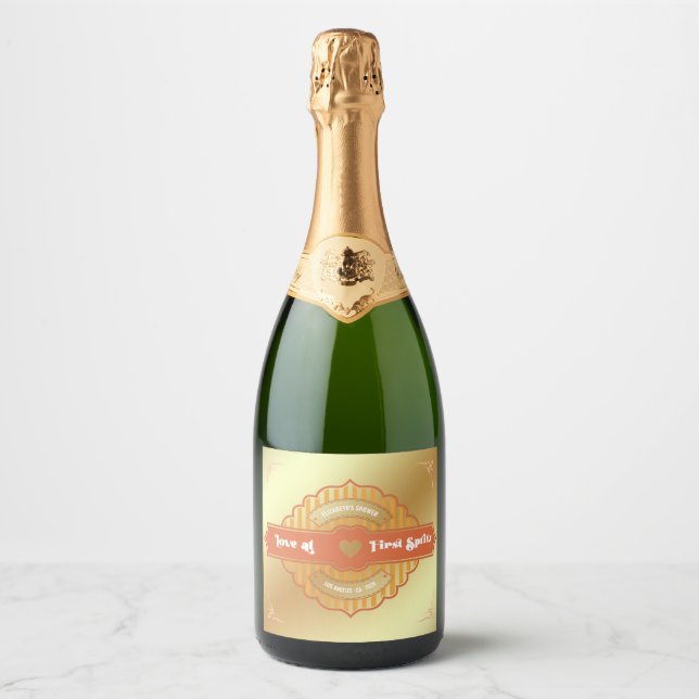 Love at First Spritz Bridal Shower Sparkling Wine Label (Front)