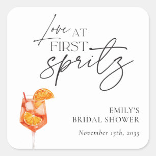 Love at First Spritz Bridal Shower Square Sticker