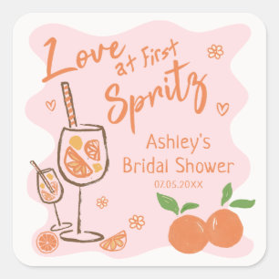 Love at First Spritz Bridal Shower Sticker