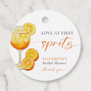Love at First Spritz Bridal Shower Welcome Custom Favour Tags