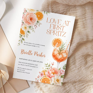 Love at First Spritz Citrus Floral Bridal Shower Invitation