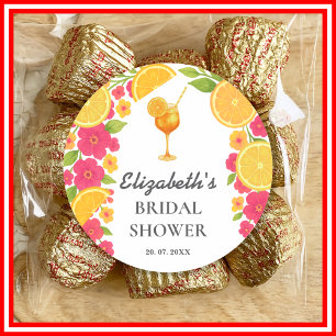 Love at First Spritz Citrus Orange Bridal Shower Classic Round Sticker