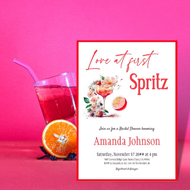 Love at First Spritz Citrus Orange Bridal Shower Invitation (Creator Uploaded)