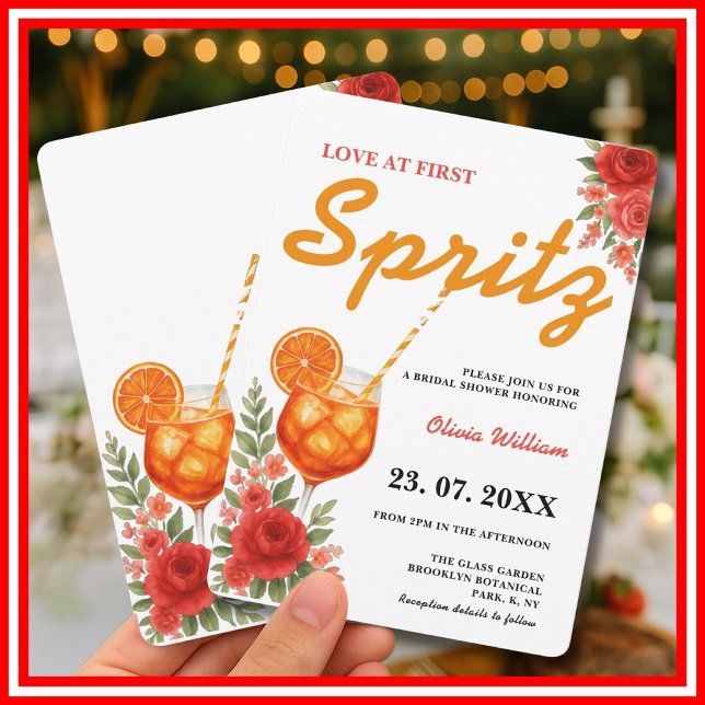 Love at First Spritz Citrus Orange Bridal Shower Invitation (Creator Uploaded)