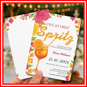 Love at First Spritz Citrus Orange Bridal Shower Invitation