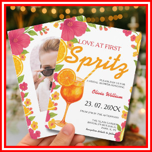Love at First Spritz Citrus Orange Bridal Shower Invitation
