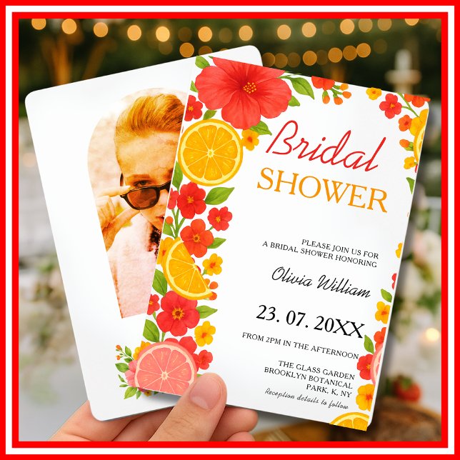 Love at First Spritz Citrus Orange Bridal Shower Invitation (Creator Uploaded)