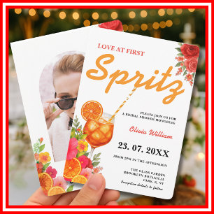 Love at First Spritz Citrus Orange Bridal Shower Invitation