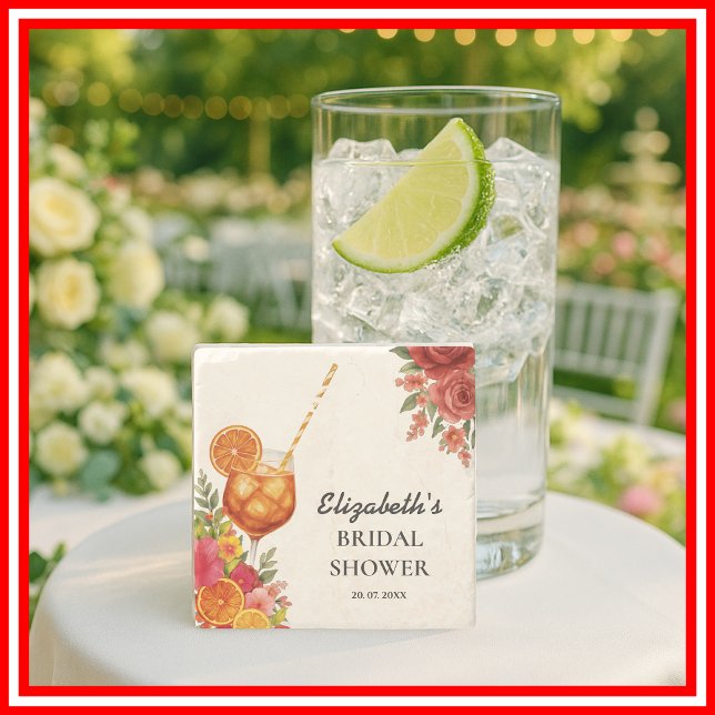 Love at First Spritz Citrus Orange Bridal Shower Stone Coaster (Creator Uploaded)