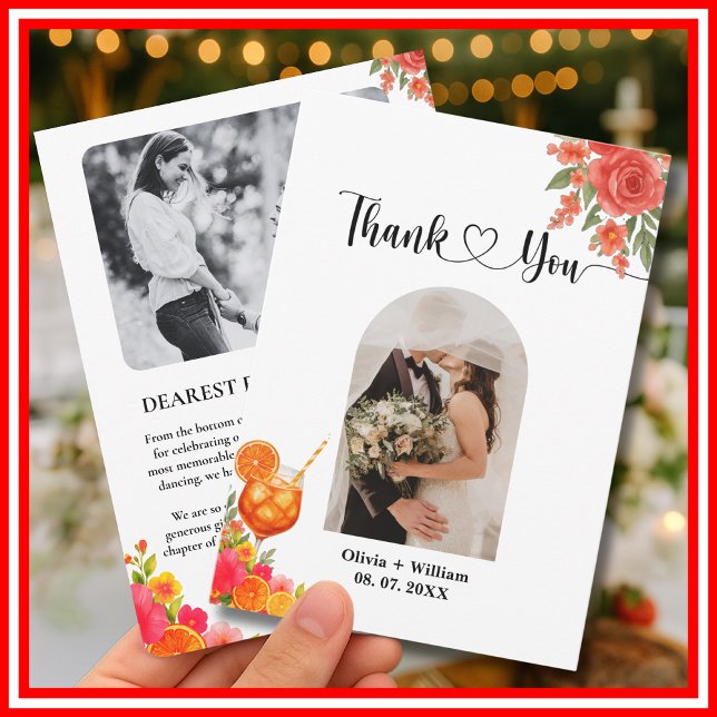 Love at First Spritz Citrus Orange Bridal Shower Thank You Card (Creator Uploaded)