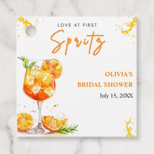 Love at First Spritz Cocktail Orange Bridal Shower Favour Tags
