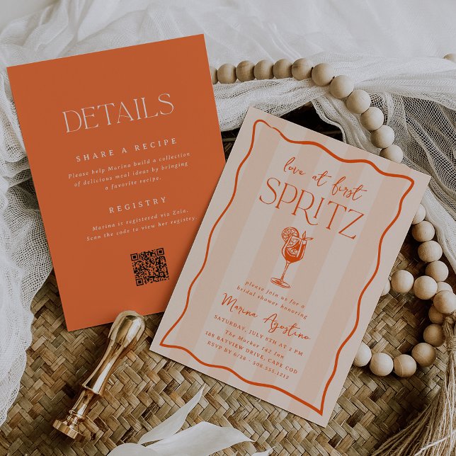 Love at First Spritz Double Sided Bridal Shower Invitation (Creator Uploaded)