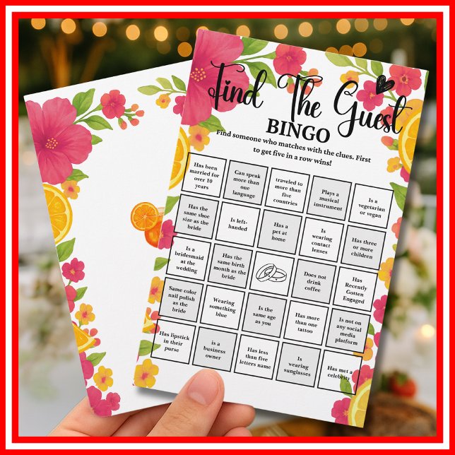 Love at First Spritz Find The Guest Bingo Game (Creator Uploaded)