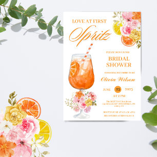 Love at First Spritz Floral Cocktail Bridal Shower Invitation
