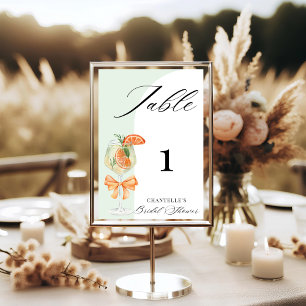 Love At First Spritz Green Arch Bridal Shower Table Number