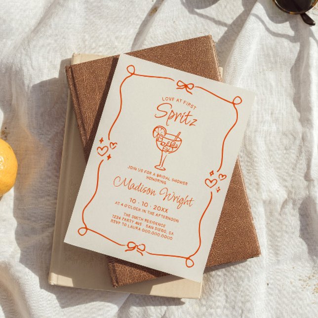 Love At First Spritz Hand Drawn Bridal Shower Invitation (Creator Uploaded)