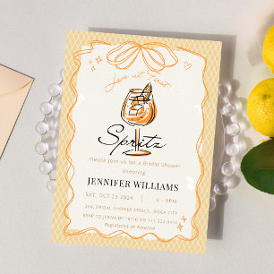 Love at First Spritz Hand Drawn Bridal Shower  Invitation