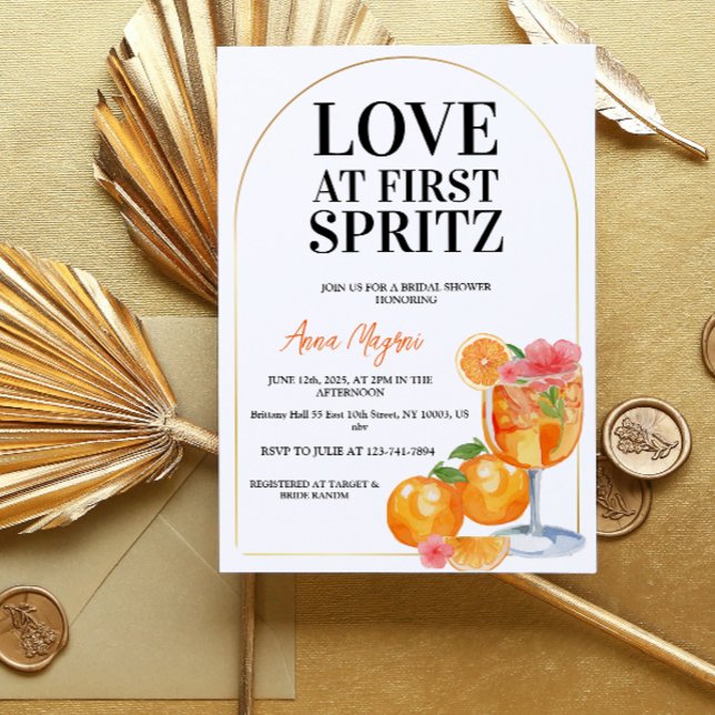 Love at First Spritz Lemon Cocktail Bridal Shower  Invitation (Love at First Spritz Lemon Cocktail Bridal Shower)