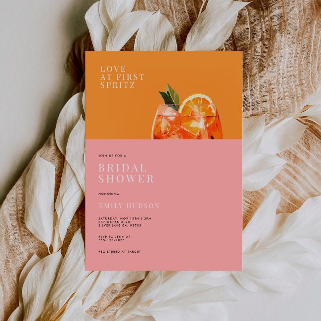 Love at First Spritz Modern Bridal Shower Invitation (Creator Uploaded)