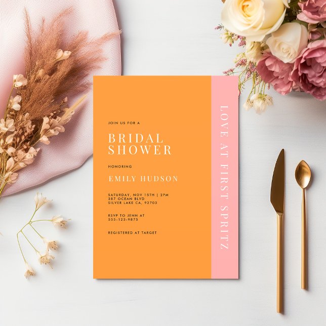 Love at First Spritz Modern Bridal Shower Invitation (Creator Uploaded)