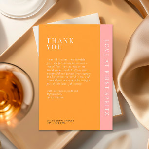 Love at First Spritz Modern Bridal Shower Thank You Card