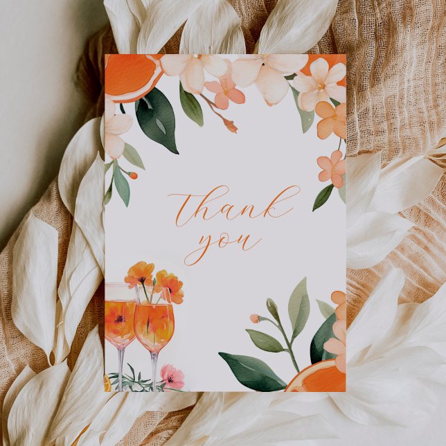 Love at First Spritz Modern Bridal Shower Thank You Card (Creator Uploaded)