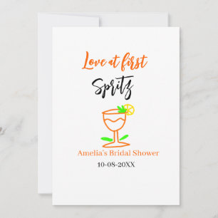 Love at first spritz orange black bridal shower gl invitation