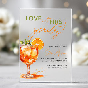 Love at First Spritz Orange Bridal Shower  Acrylic Invitations