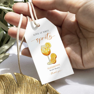 Love at First Spritz Orange Bridal Shower Gift Tags