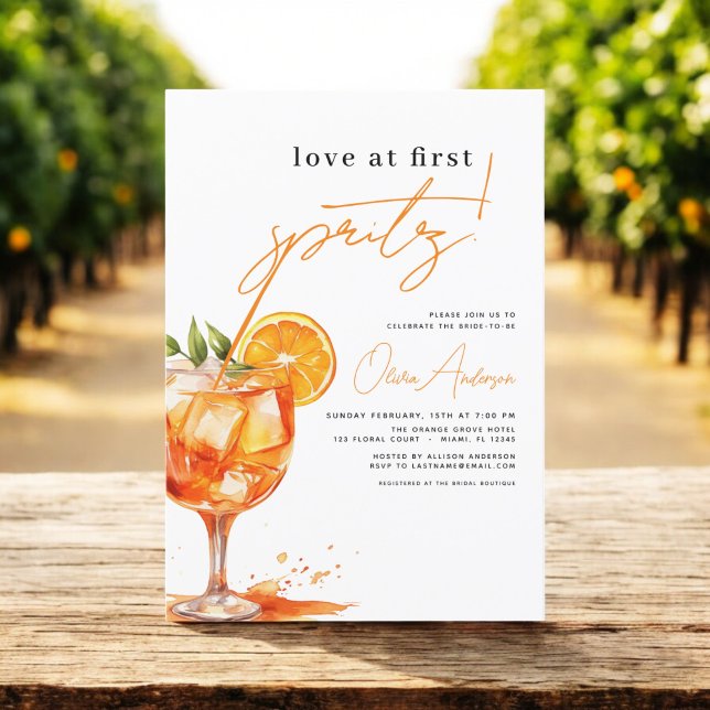 Love at First Spritz Orange Bridal Shower  Invitation (Creator Uploaded)