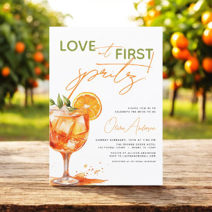 Love at First Spritz Orange Bridal Shower  Invitation