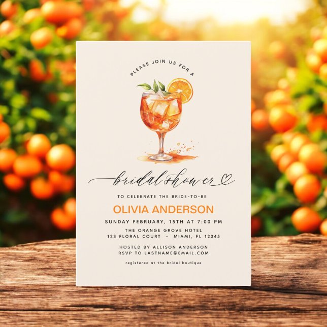Love at First Spritz Orange Bridal Shower  Invitation (Creator Uploaded)