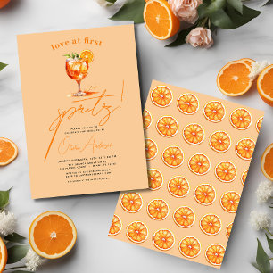 Love at First Spritz Orange Bridal Shower  Invitation